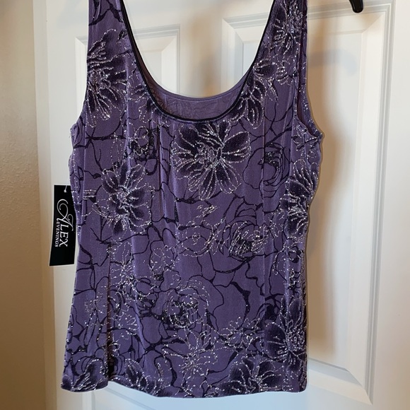 NWT ⭐️Alex Evenings jone button jacket  & tank, floral pattern w/glitter accent - Picture 6 of 9